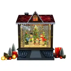 GENERICO - Casita Navideña Con Luces Led Con Muñecos De Nieve