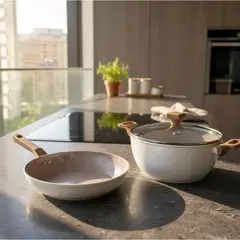 GENERICO - Bateria De Cocina 3 Piezas Antiadherente Ceramica Malibú