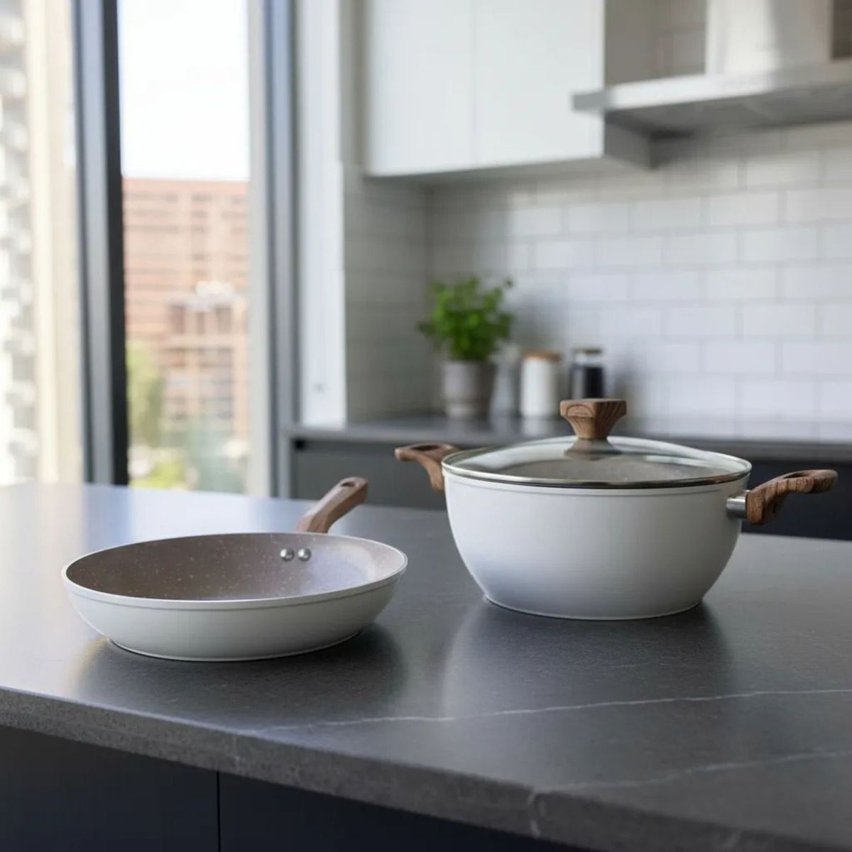 GENERICO - Bateria De Cocina 3 Piezas Antiadherente Ceramica Malibú
