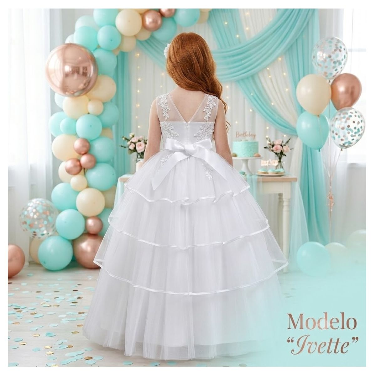 ALMA & DECO - Vestido Bautizo Primera Comunión Paje Boda Mod Ivette Blanco