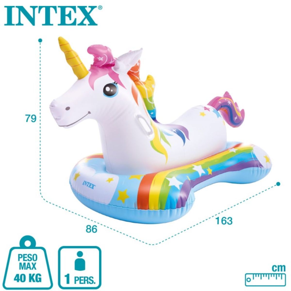 INTEX - Flotador Inflable Montable Unicornio INTEX 163 x 86 cm