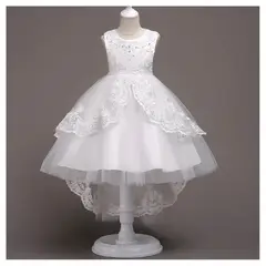 ALMA & DECO - Vestido Bautizo Paje Fiesta Modelo Antonia Blanco con Cola