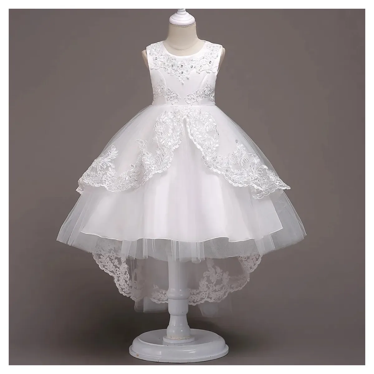 ALMA & DECO - Vestido Bautizo Paje Fiesta Modelo Antonia Blanco con Cola