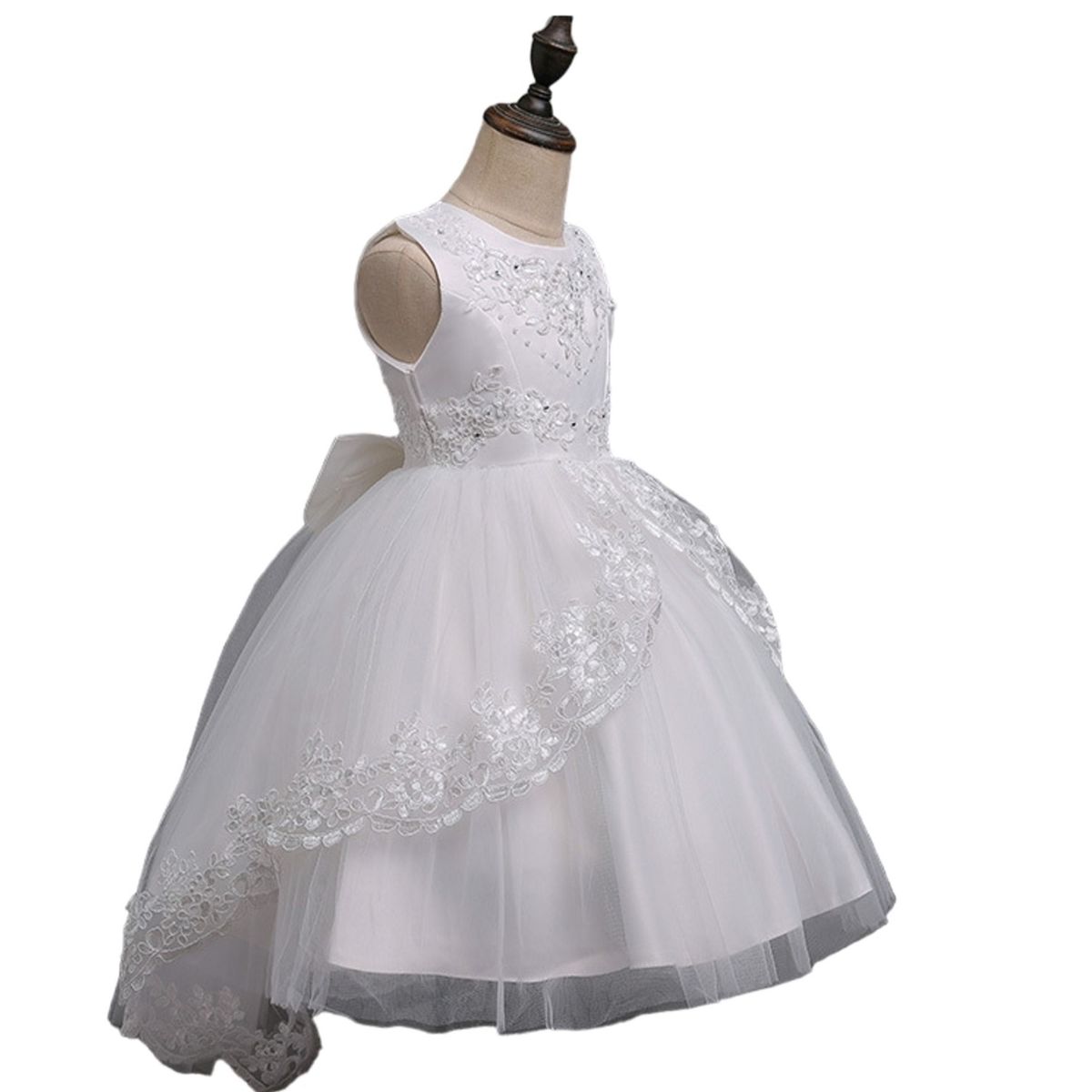 ALMA & DECO - Vestido Bautizo Paje Fiesta Modelo Antonia Blanco con Cola