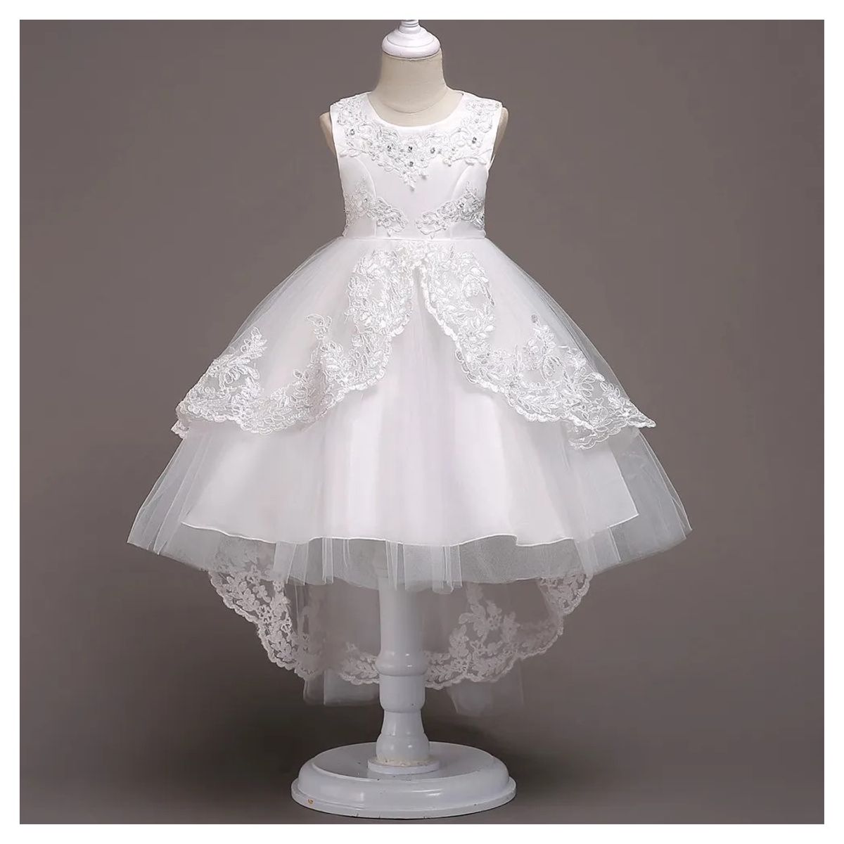 ALMA & DECO - Vestido Bautizo Paje Fiesta Modelo Antonia Blanco con Cola