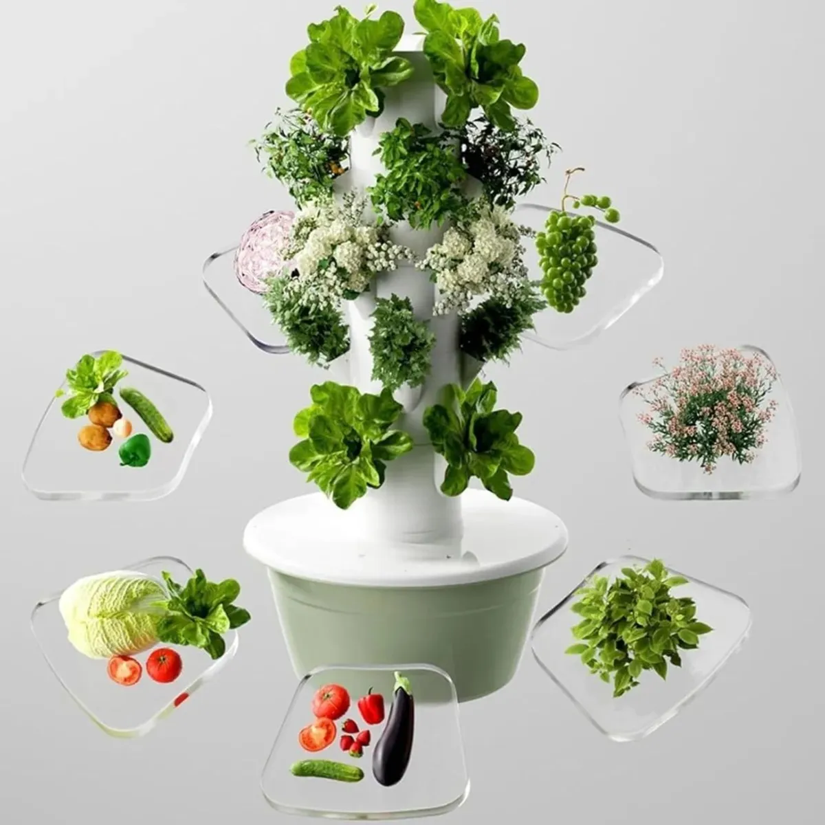 MUNDO MAGIA - Torre De Cultivo Hidropónico Vertical 165x53cm Color Blanco