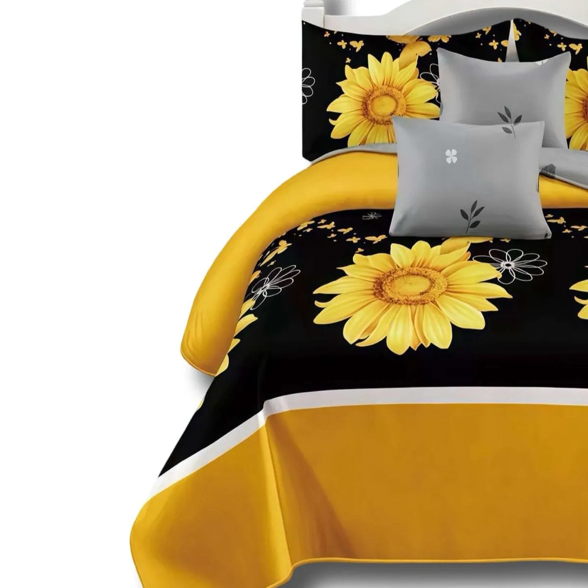 GENERICO - SET DE CAMA DE 9 PIEZAS INCLUYE CUBRECAMA MAS JUEGO DE SABANAS MAS CORTINAS 08