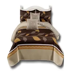 GENERICO - SET DE CAMA DE 9 PIEZAS INCLUYE CUBRECAMA MAS JUEGO DE SABANAS MAS CORTINAS 10