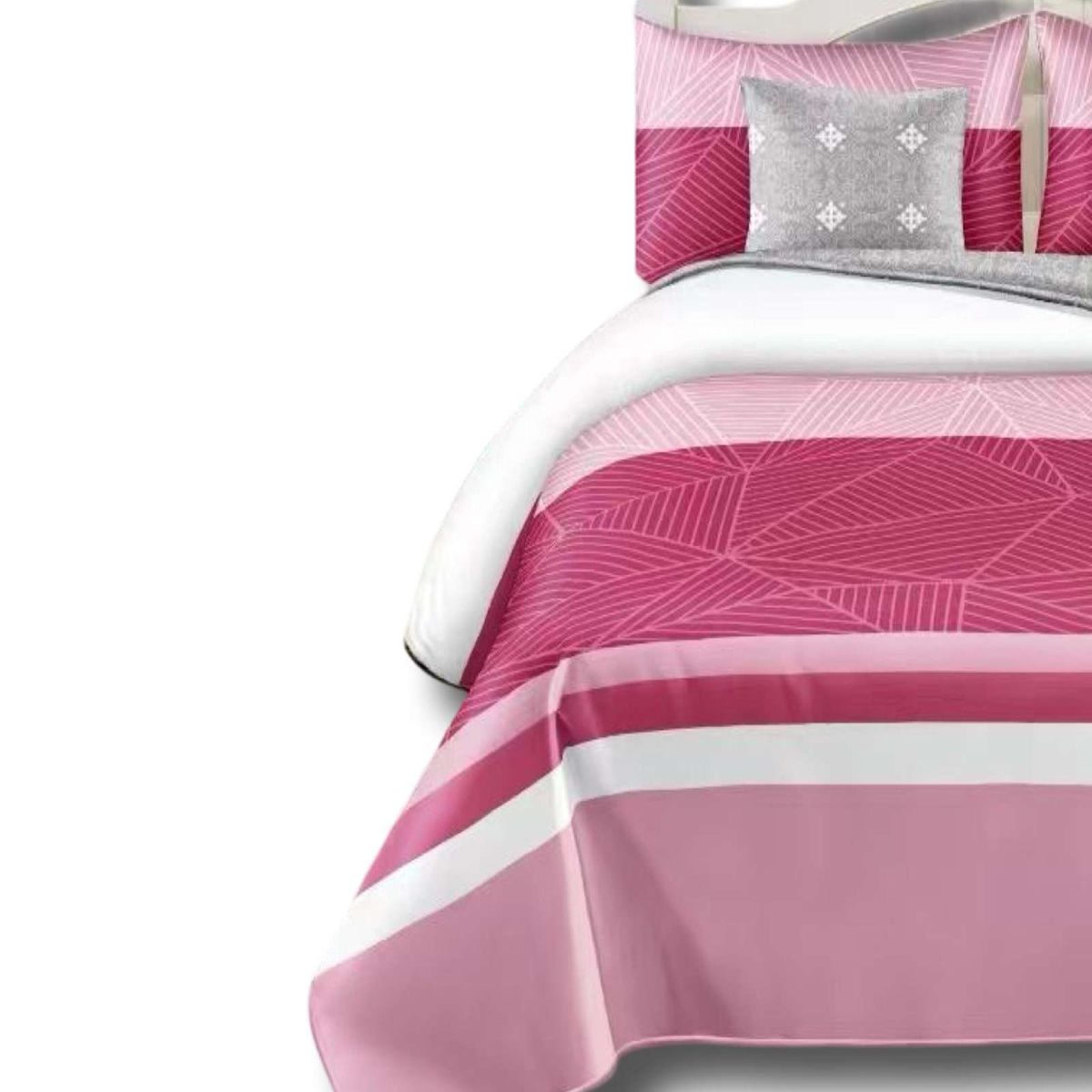 GENERICO - SET DE CAMA DE 9 PIEZAS INCLUYE CUBRECAMA MAS JUEGO DE SABANAS MAS CORTINAS 13