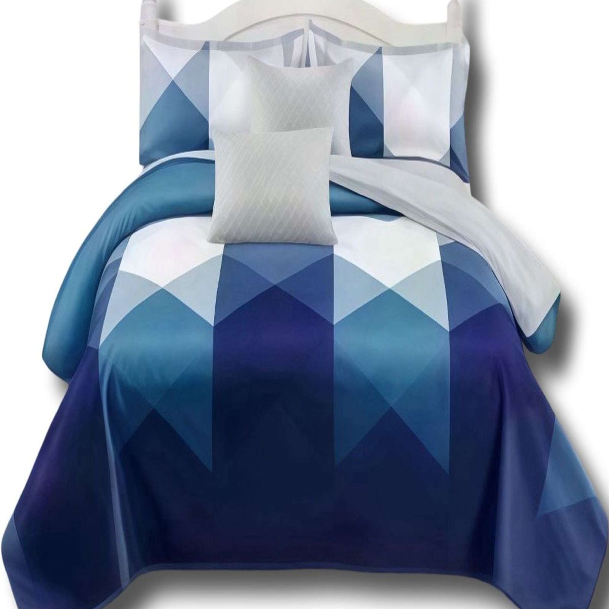 GENERICO - SET DE CAMA DE 9 PIEZAS INCLUYE CUBRECAMA MAS JUEGO DE SABANAS MAS CORTINAS 14