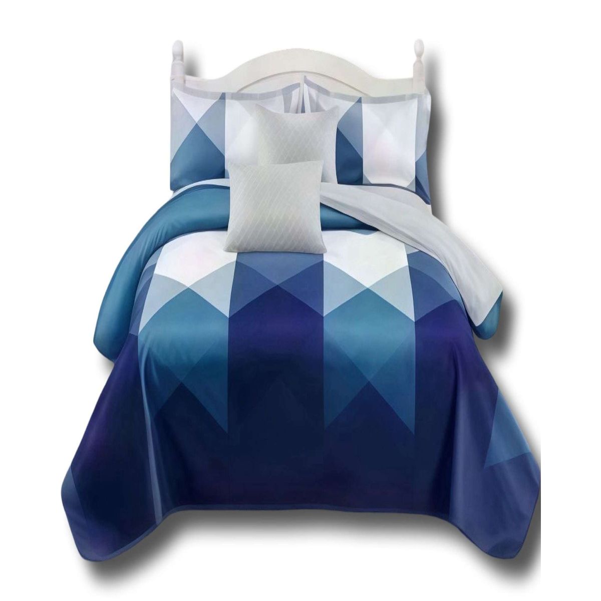 GENERICO - SET DE CAMA DE 9 PIEZAS INCLUYE CUBRECAMA MAS JUEGO DE SABANAS MAS CORTINAS 14