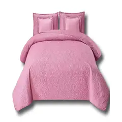 GENERICO - SET DE CAMA DE 9 PIEZAS INCLUYE CUBRECAMA MAS JUEGO DE SABANAS MAS CORTINAS 18