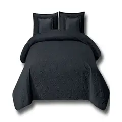 GENERICO - SET DE CAMA DE 9 PIEZAS INCLUYE CUBRECAMA MAS JUEGO DE SABANAS MAS CORTINAS 19