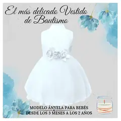 ALMA & DECO - Vestido Bautizo Fiesta Bebé Modelo Anyela Color Blanco