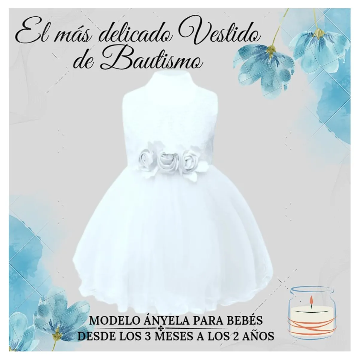 ALMA & DECO - Vestido Bautizo Fiesta Bebé Modelo Anyela Color Blanco