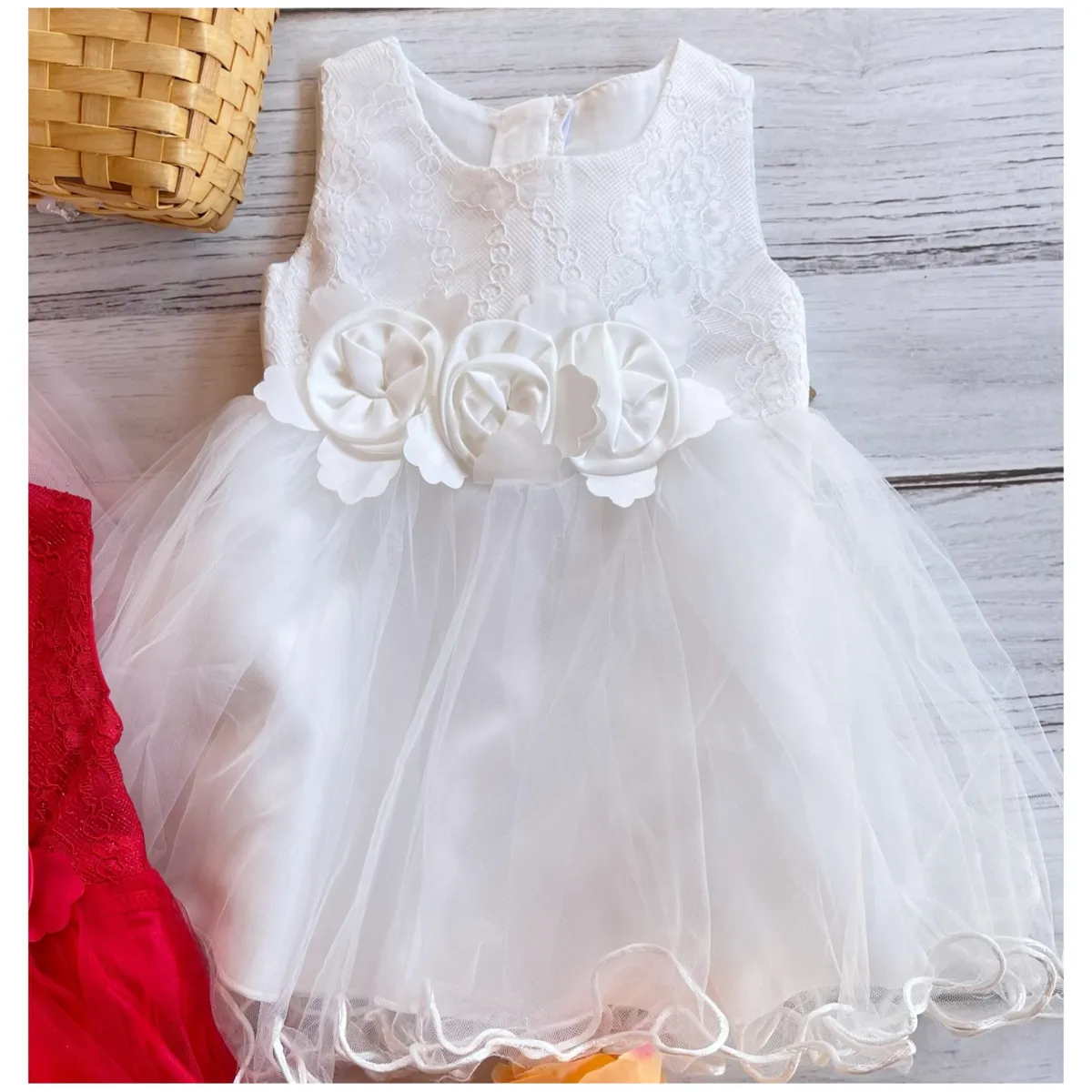 ALMA & DECO - Vestido Bautizo Fiesta Bebé Modelo Anyela Color Blanco