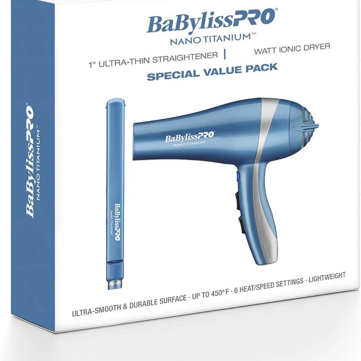 BABYLISS PRO - Kit BabylissPro Plancha UltraDelgada y Secador Ionic Celeste 2UN