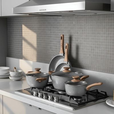 Imagen 2 del producto Bateria De Cocina 8 Piezas Antiadherente Ceramica Marmolada