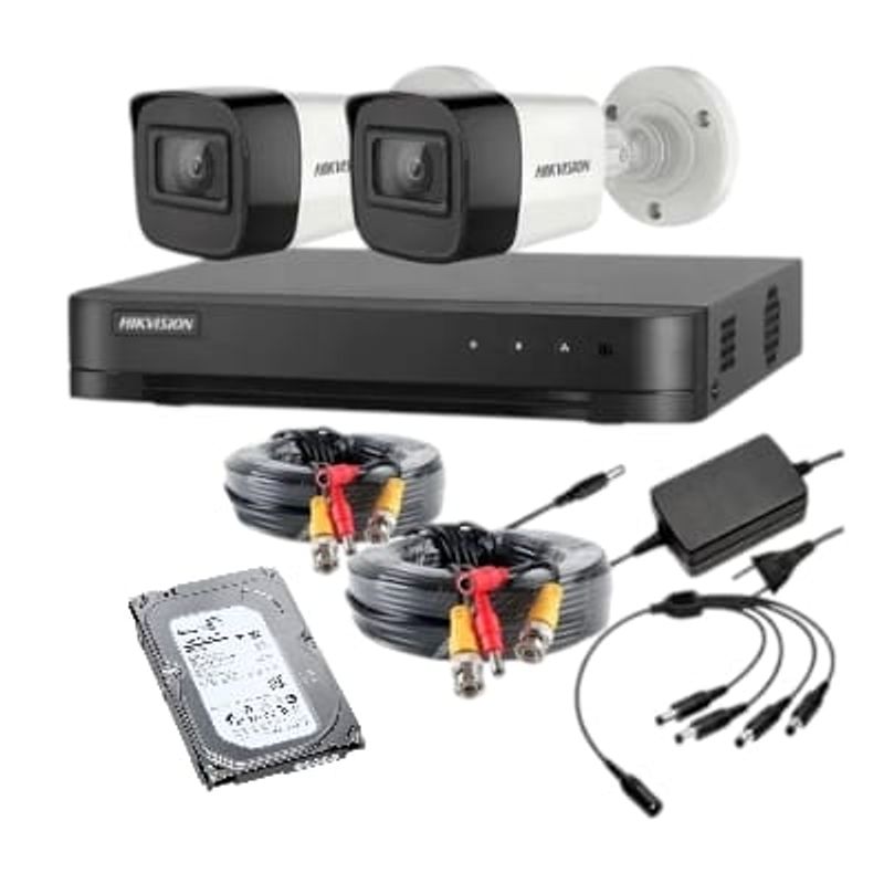 HIKVISION - Kit 2 cámaras de seguridad autoinstalable Hikvision con Disco duro