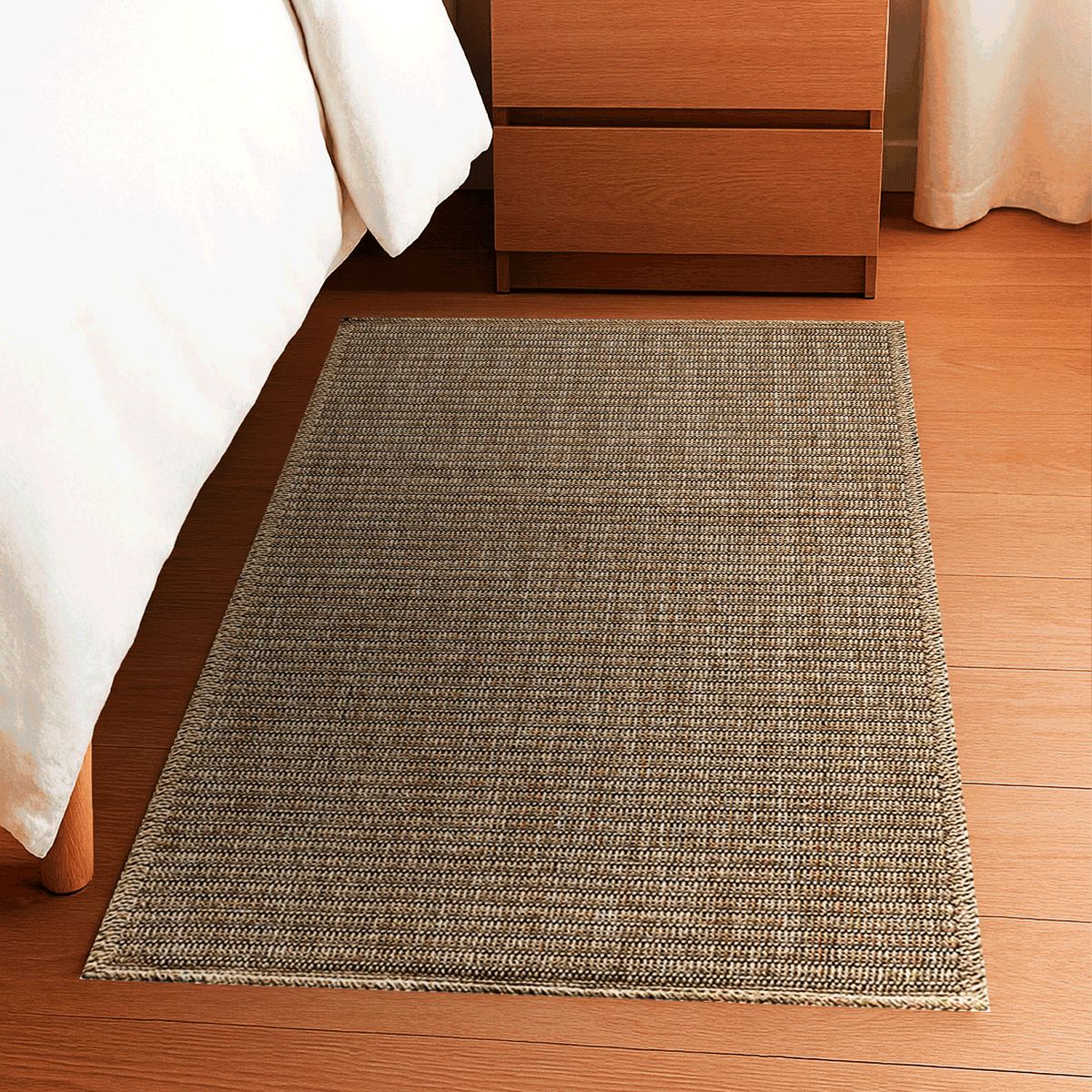 BAZHARS - Bajada de Cama Yute 080X120 cm Lavable Natural Negro Craft 730305 Bazhars