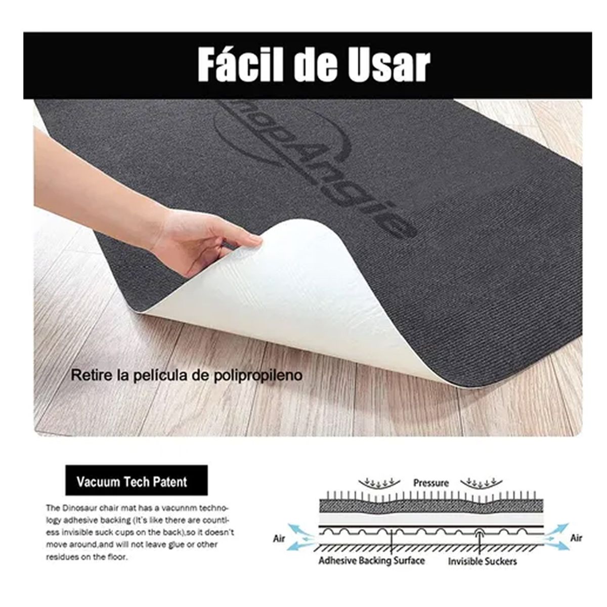 ESHOPANGIE - Alfombrilla Antideslizante Para Silla De Oficina 120x90cm