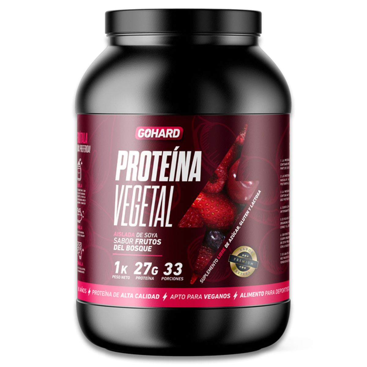 GOHARD - Pack Proteina Vegetal 1 Kg Frutos Rojos + Creatina 300 Gr Gohard