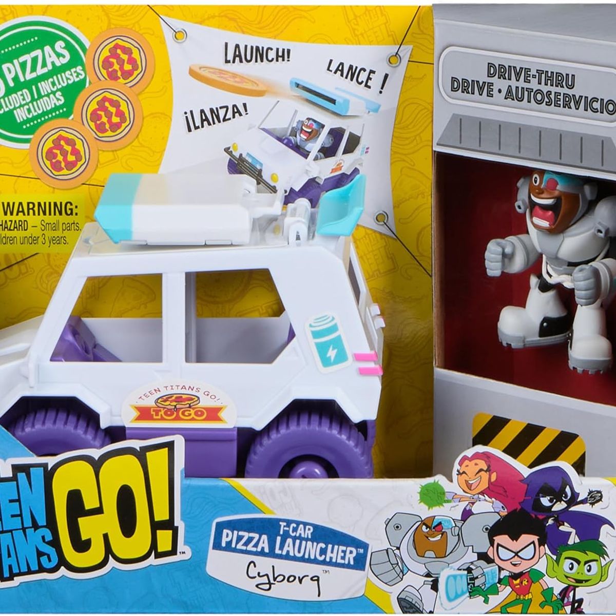 SPINMASTER - Teen Titans Go Vehículo Lanzador De Pizzas Cyborg