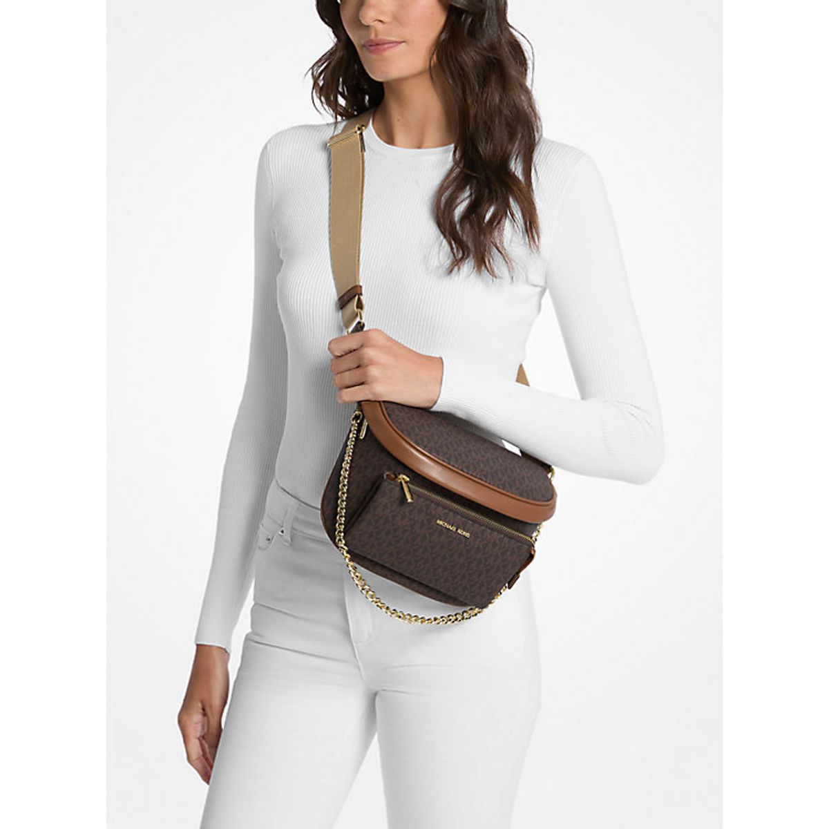 MICHAEL KORS - Riñonera crossbody Michael kors monograma cafe