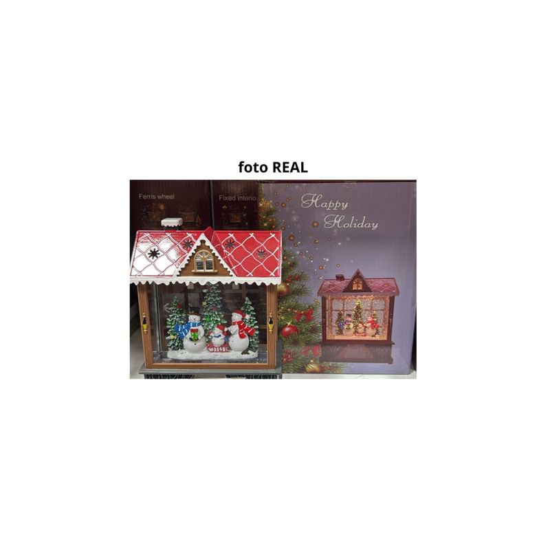 GENERICO - Casita Navideña Con Luces Led Con Muñecos De Nieve