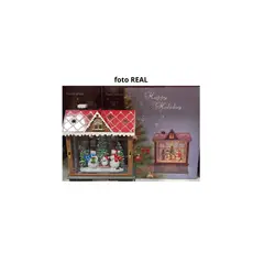 GENERICO - Casita Navideña Con Luces Led Con Muñecos De Nieve