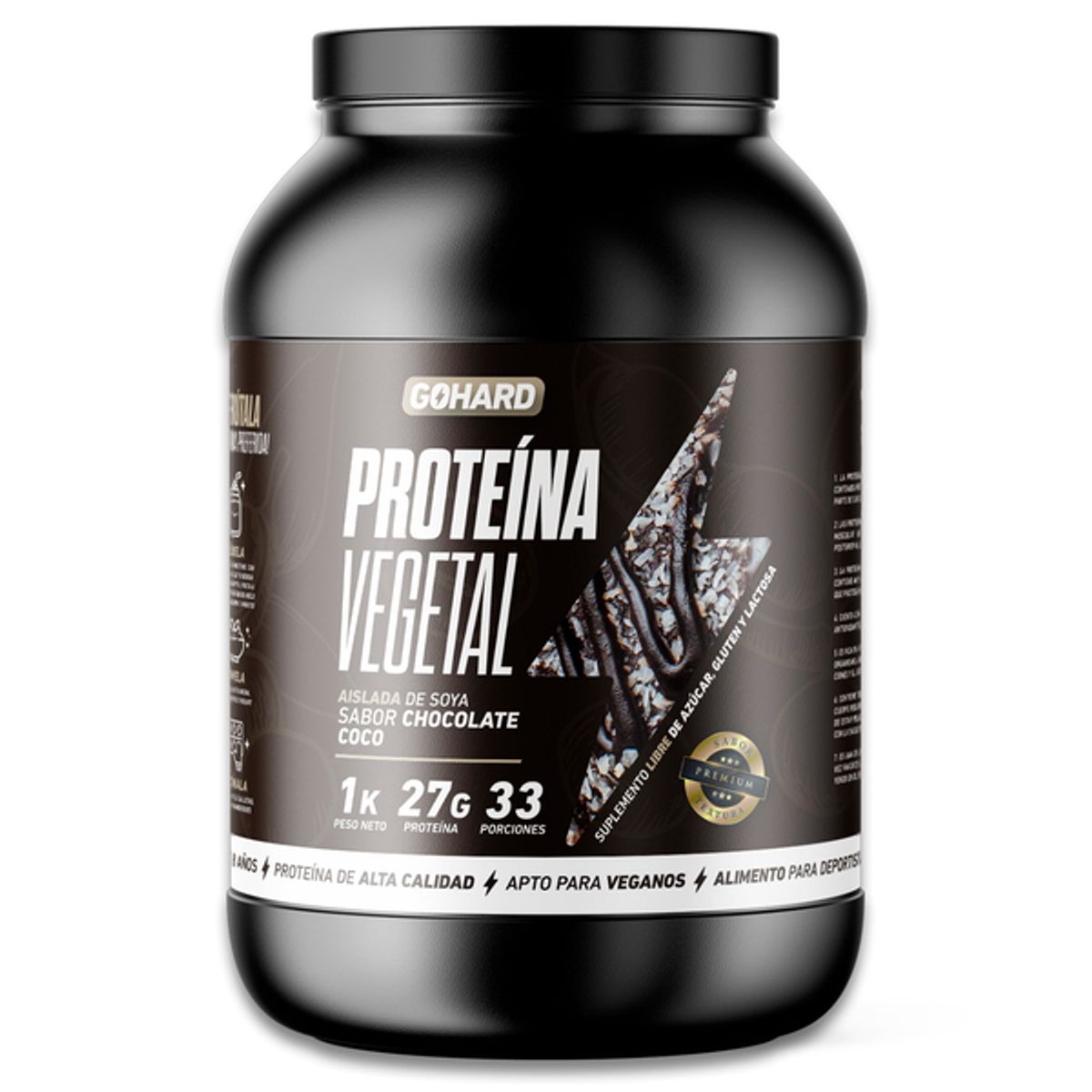 GOHARD - Pack Proteina Vegetal 1 Kg Chocolate Coco + Creatina 300 Gr Gohard