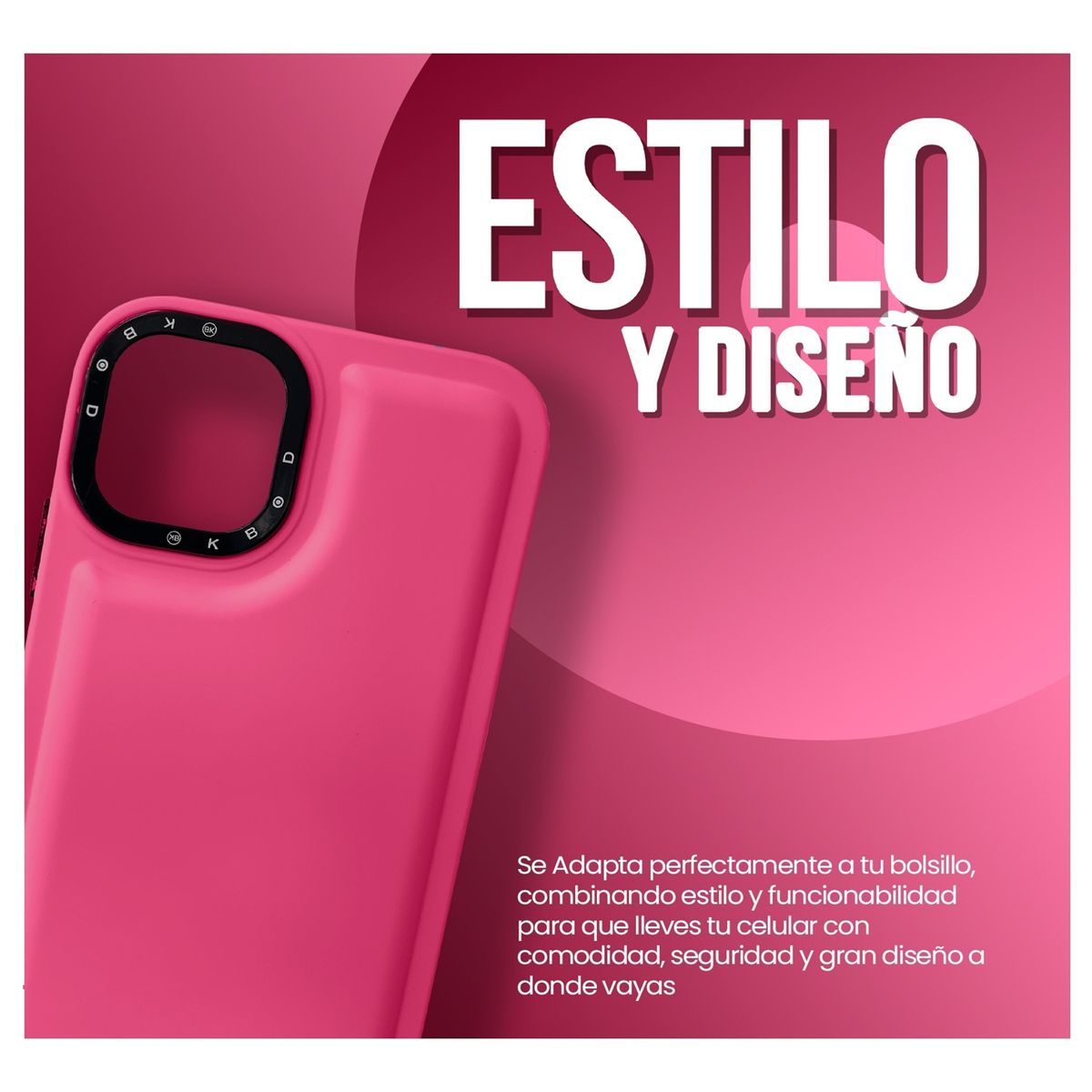 KBOD - Carcasa Antigolpes Kbod Puff Color De Silicona Para iPhone 14 Pro Max Fucsia