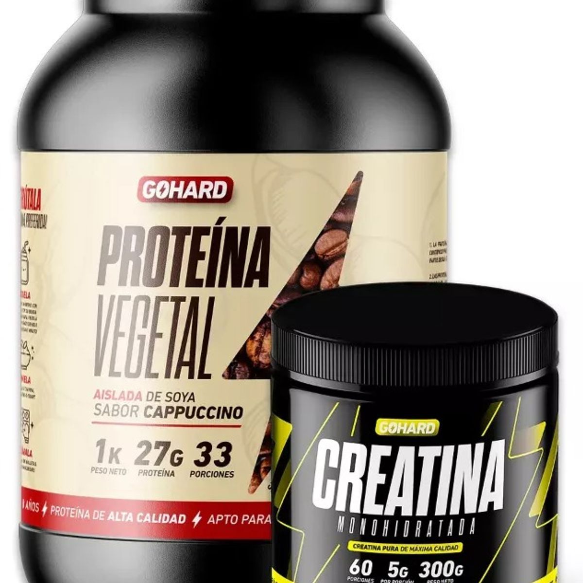GOHARD - Pack Proteina Vegetal 1 Kg Cappuccino + Creatina 300 Gr Gohard