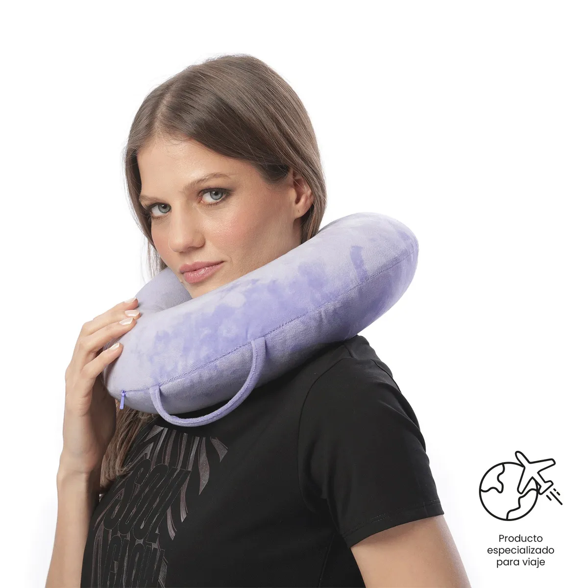 TOTTO - Almohada de Viaje Memory Foam Jet Pillow Morada Totto