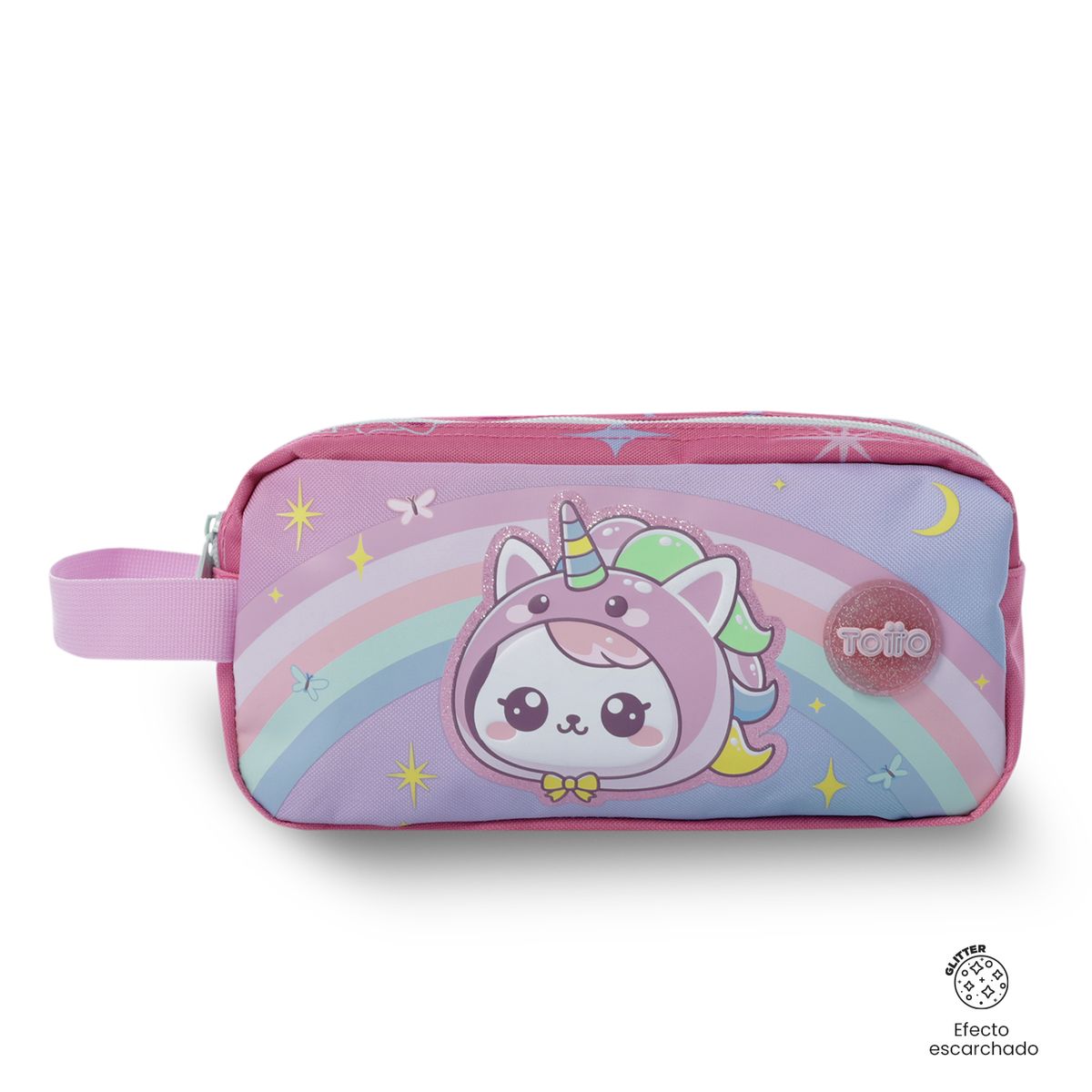 TOTTO - Estuche escolar niña 2 cuerpos Magic Spark Grande Rosado Totto