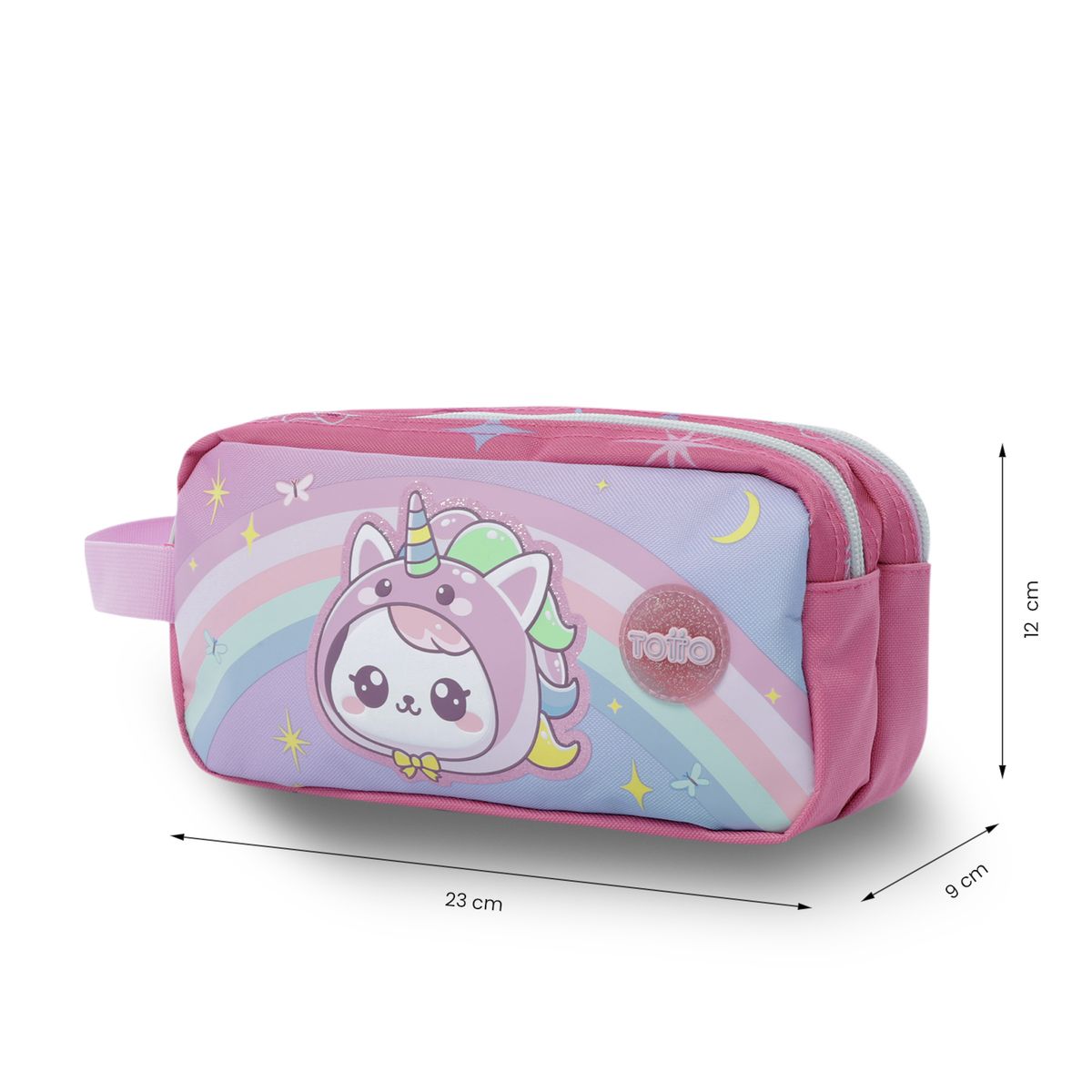 TOTTO - Estuche escolar niña 2 cuerpos Magic Spark Grande Rosado Totto