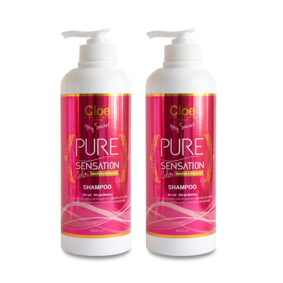 CLOE - Cloe Set x2 shampoo Color Pure Sensation sin sal ni parabenos 1000 ml.