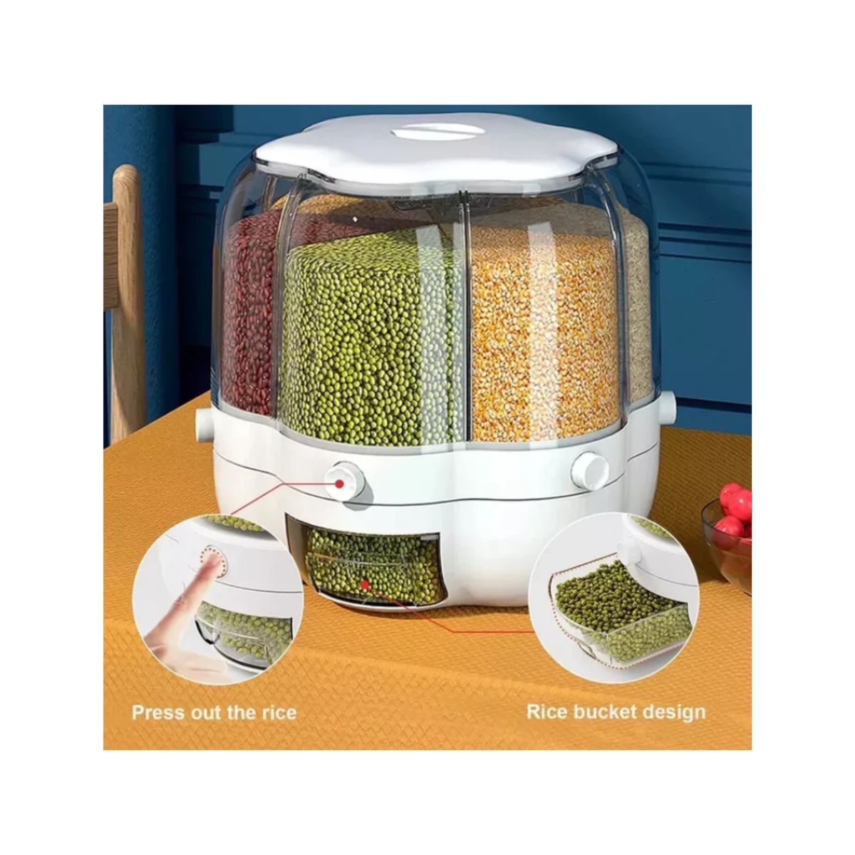 GENERICO - Dispensador De Granos Cereales Nueces Giratorio Cocina