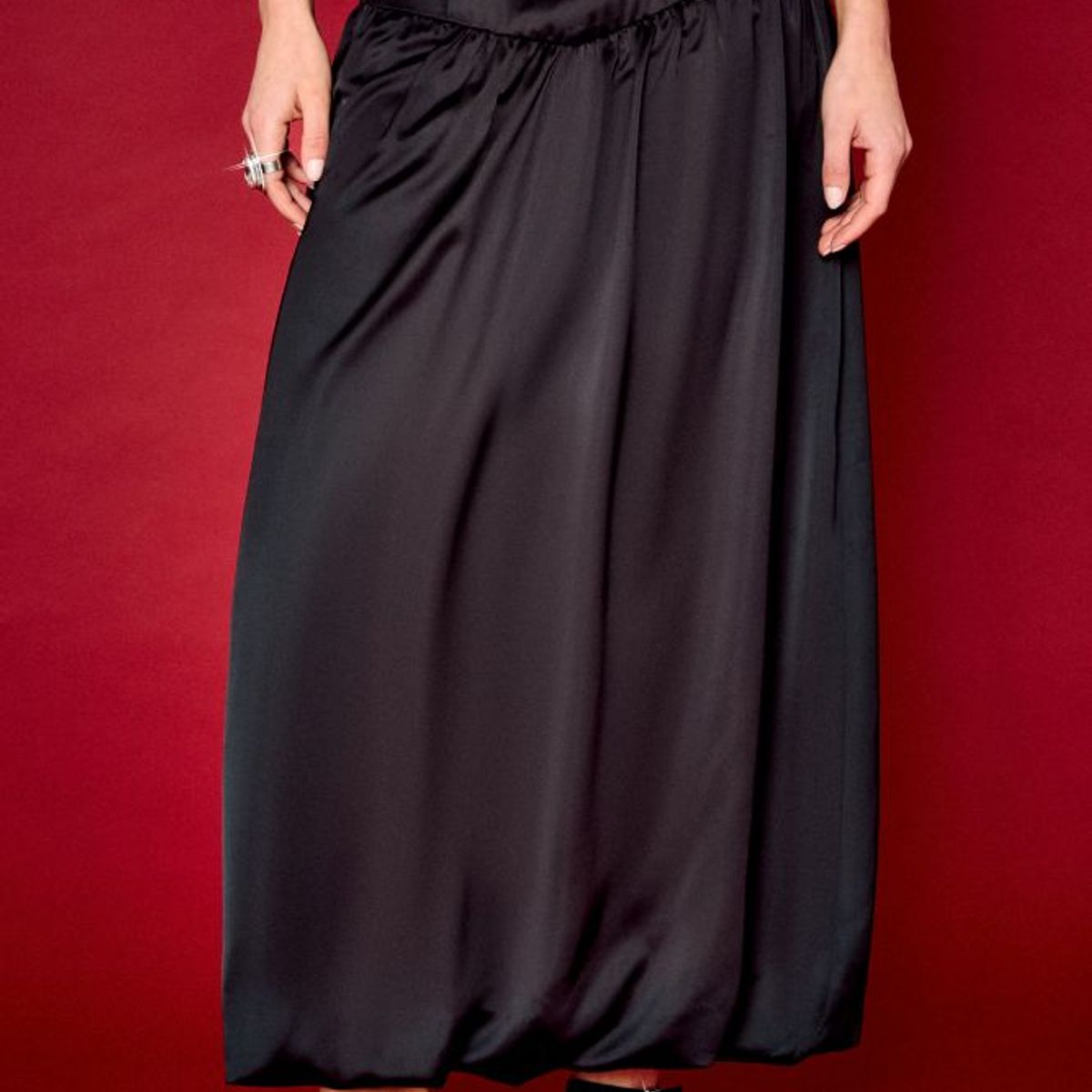 IO - Falda Lisa Larga Mujer Negro Io