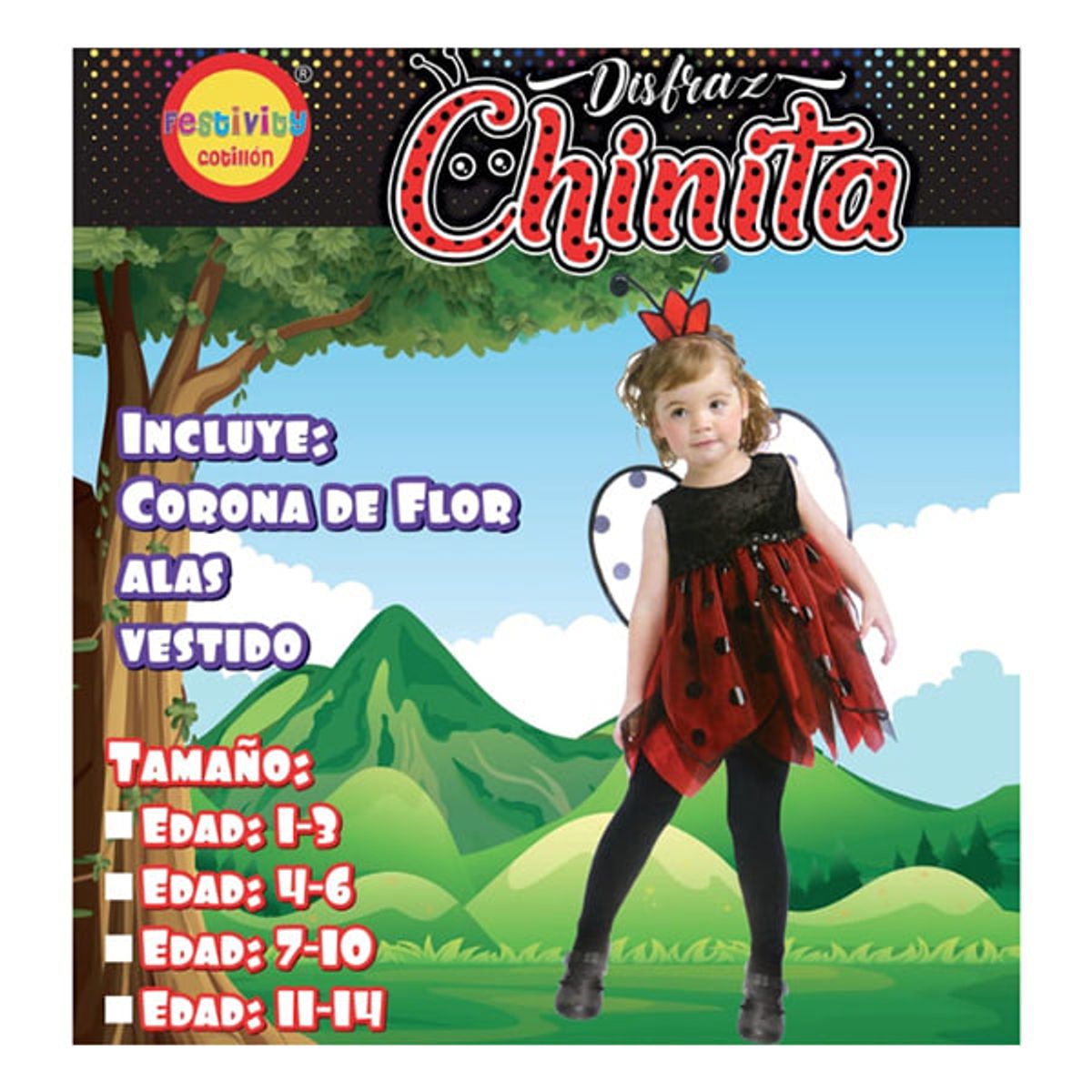 GENERICO - TRAJE DISFRAZ CHINITA MARIQUITA 1 - 3 AÑOS