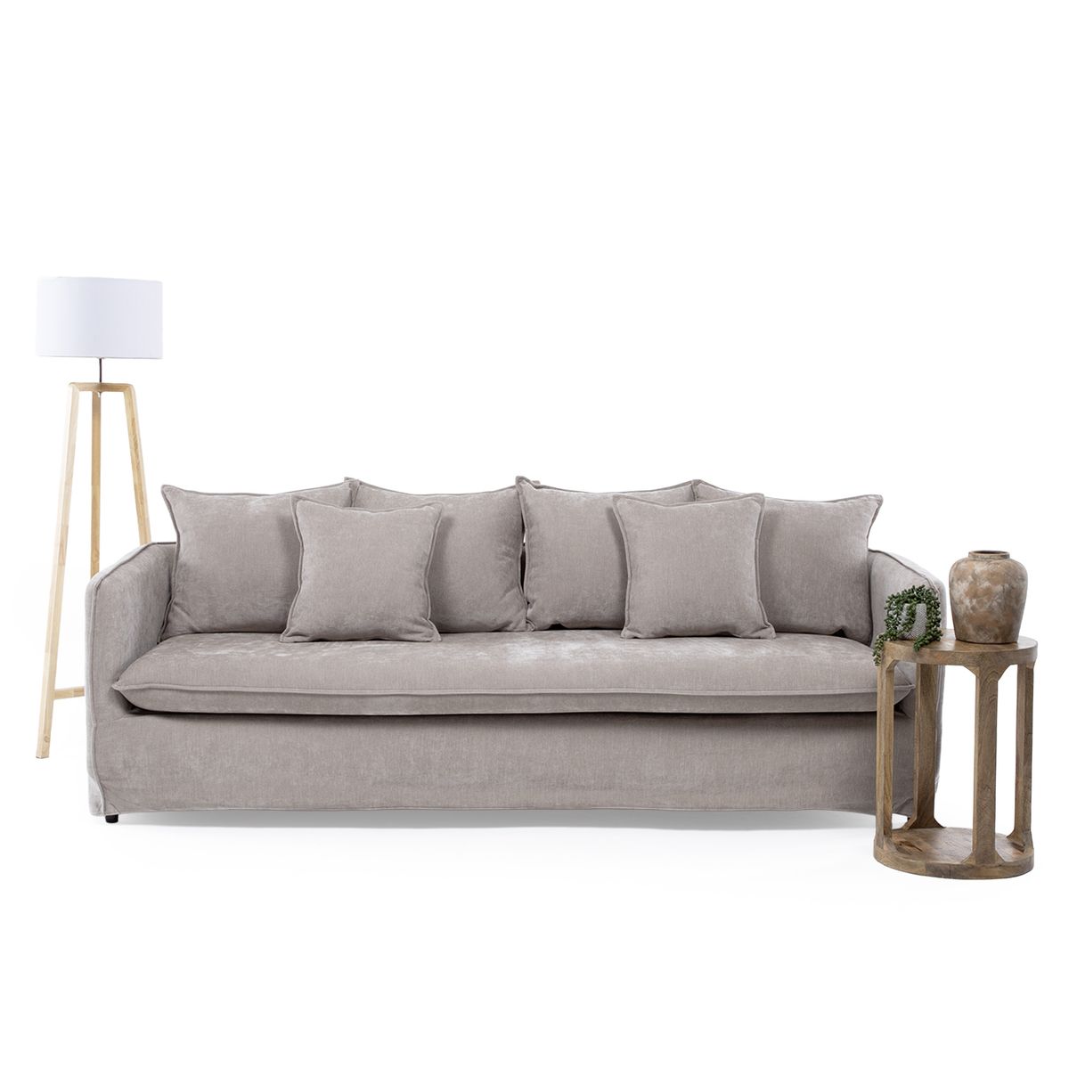 VYS SPA - Sofá 4 cuerpos Amélie beige + funda desmontable