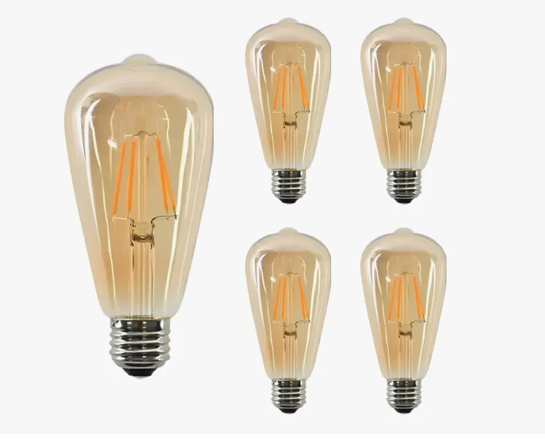 Pack 5 Ampolleta Led St64 Vintage E27 4w 2700k