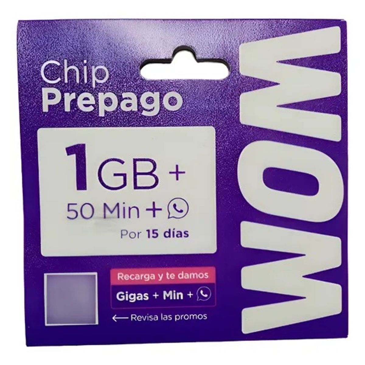 WOM - Chip prepago WOM + 1 GB de datos + 50 min + WhatsApp ilimitado (15 días)