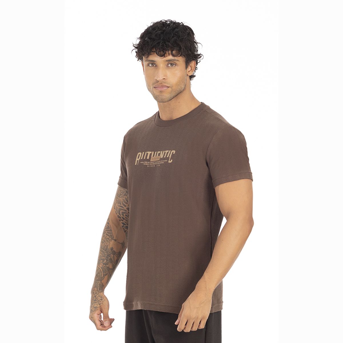 GANGSTER - Polera Mc Textura Bedford Café Oscuro Gangster