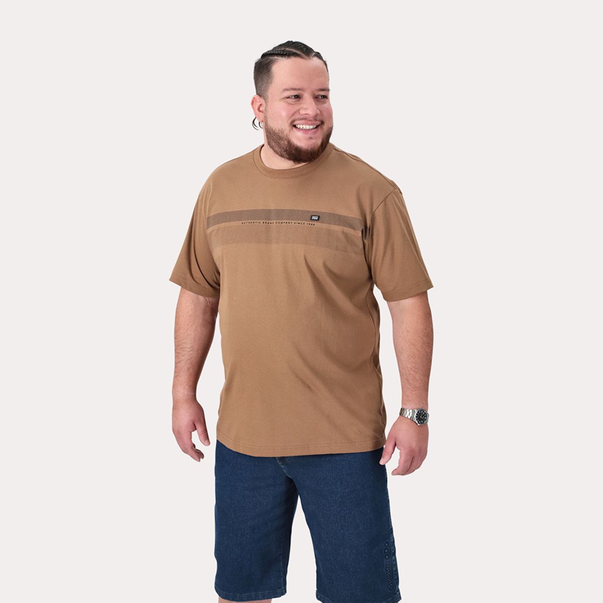 GANGSTER - Plus Polera MC Basica Latic Café Oscuro Gangster