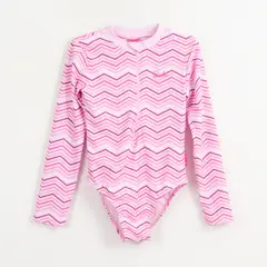 BARBIE - Traje de baño entero Niña Rosado Rayas Estampado