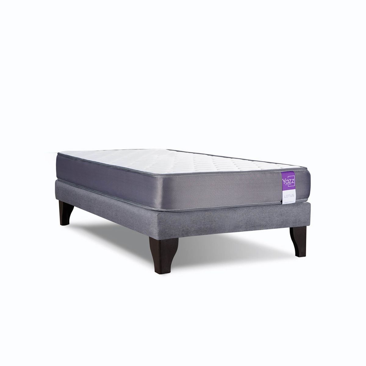 YAZZ - Cama Europea 1 Plaza Lotus Yazz Colchon Espuma Alta Densidad