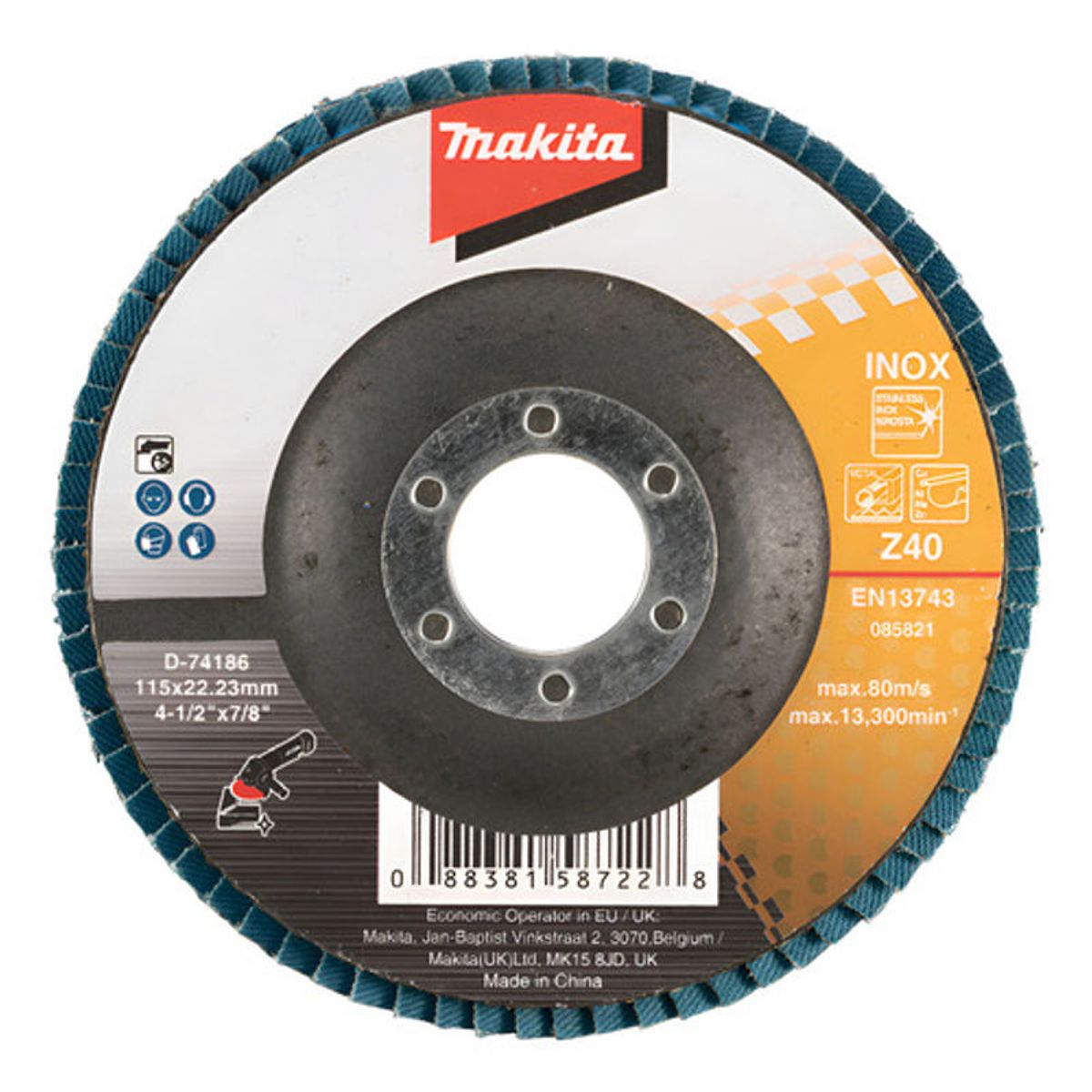 GENERICO - Disco Flap 115mm Gr40 Makita D-74186 MetalInox