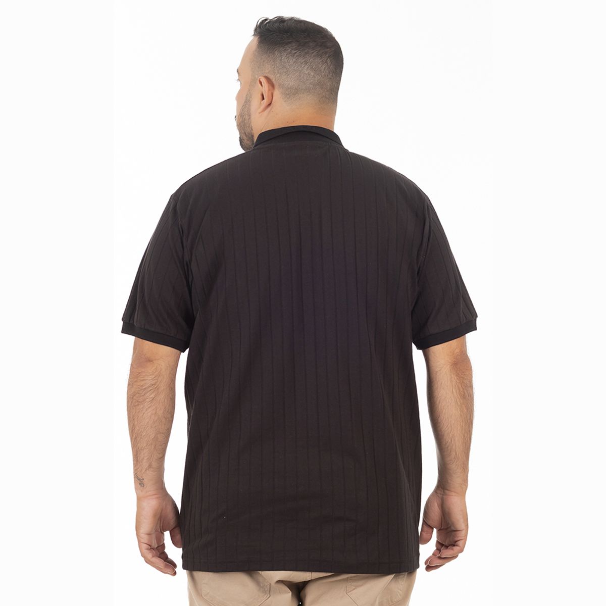 GANGSTER - Plus Polera Cuello Textura Brixton Negro Gangster