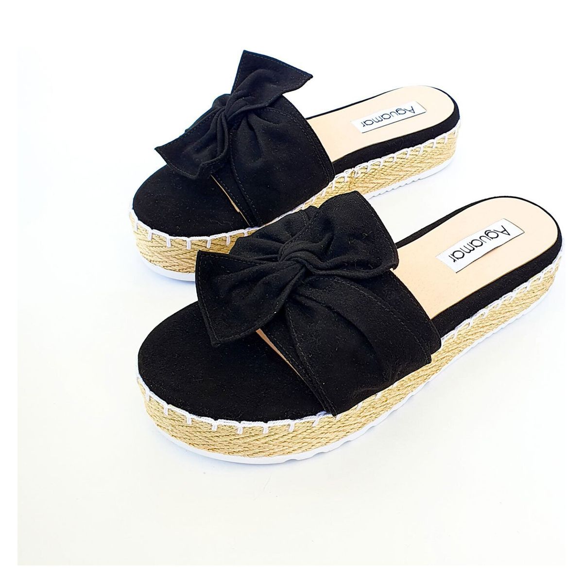 AGUAMAR - Sandalia mujer Lazo Baja Negra